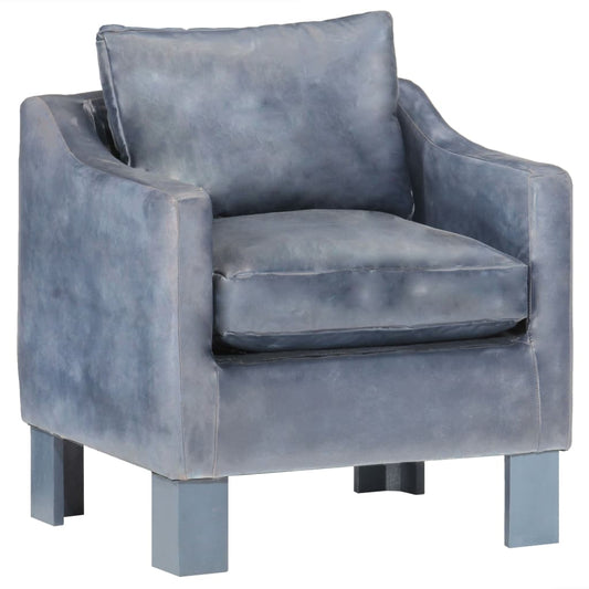 vidaXL Sillón de cuero auténtico gris