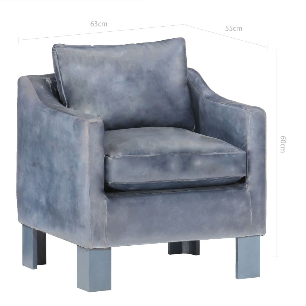 vidaXL Sillón de cuero auténtico gris