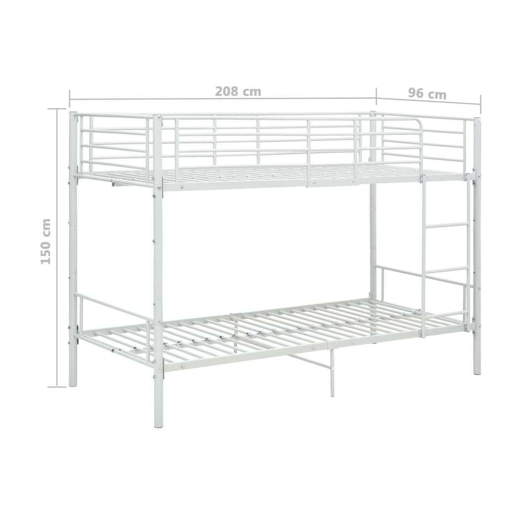 vidaXL Cama litera de metal blanca 90x200 cm