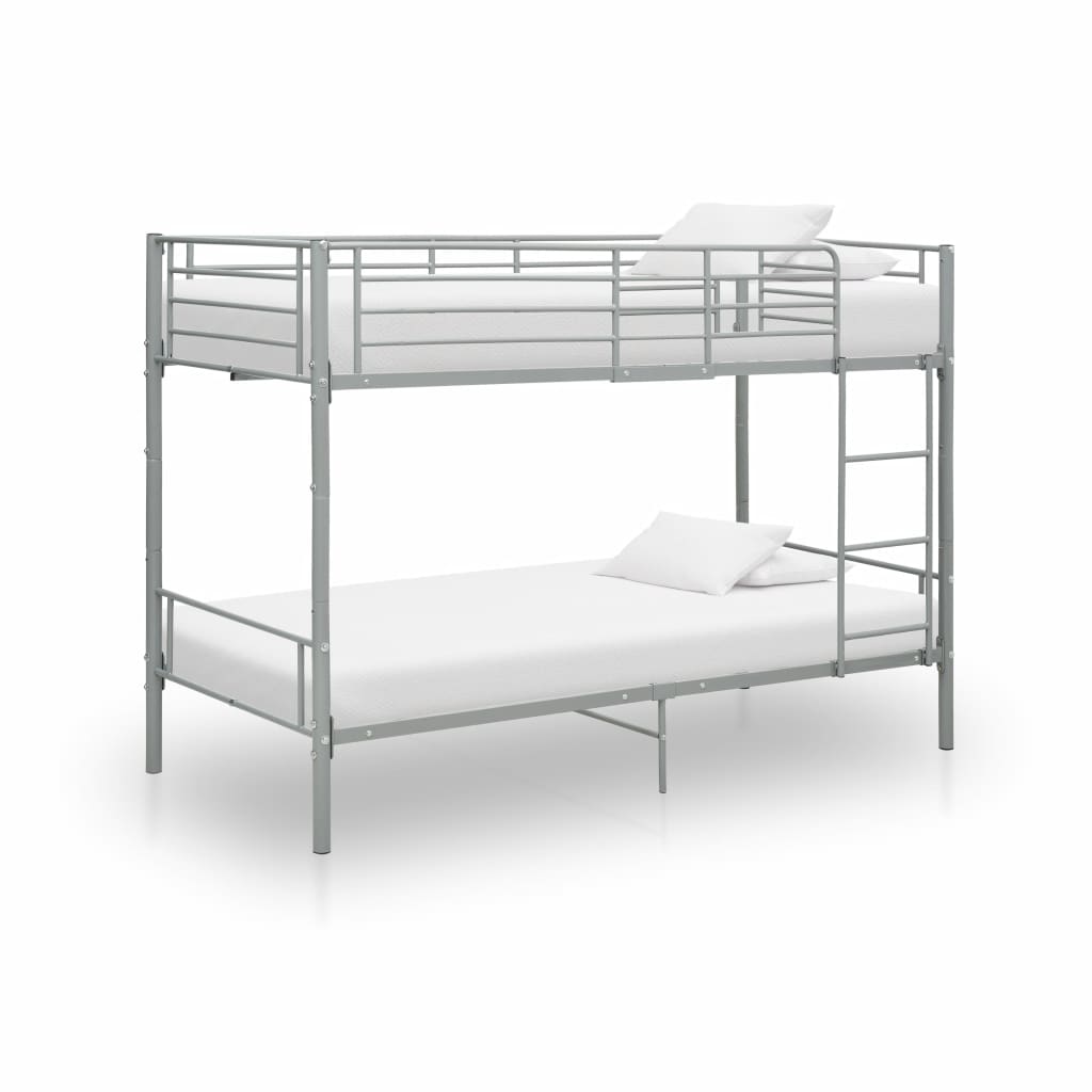 vidaXL Cama litera de metal gris 90x200 cm