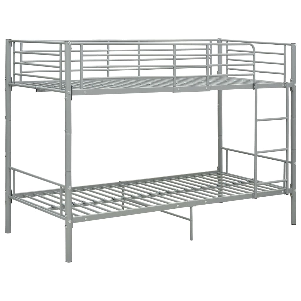 vidaXL Cama litera de metal gris 90x200 cm