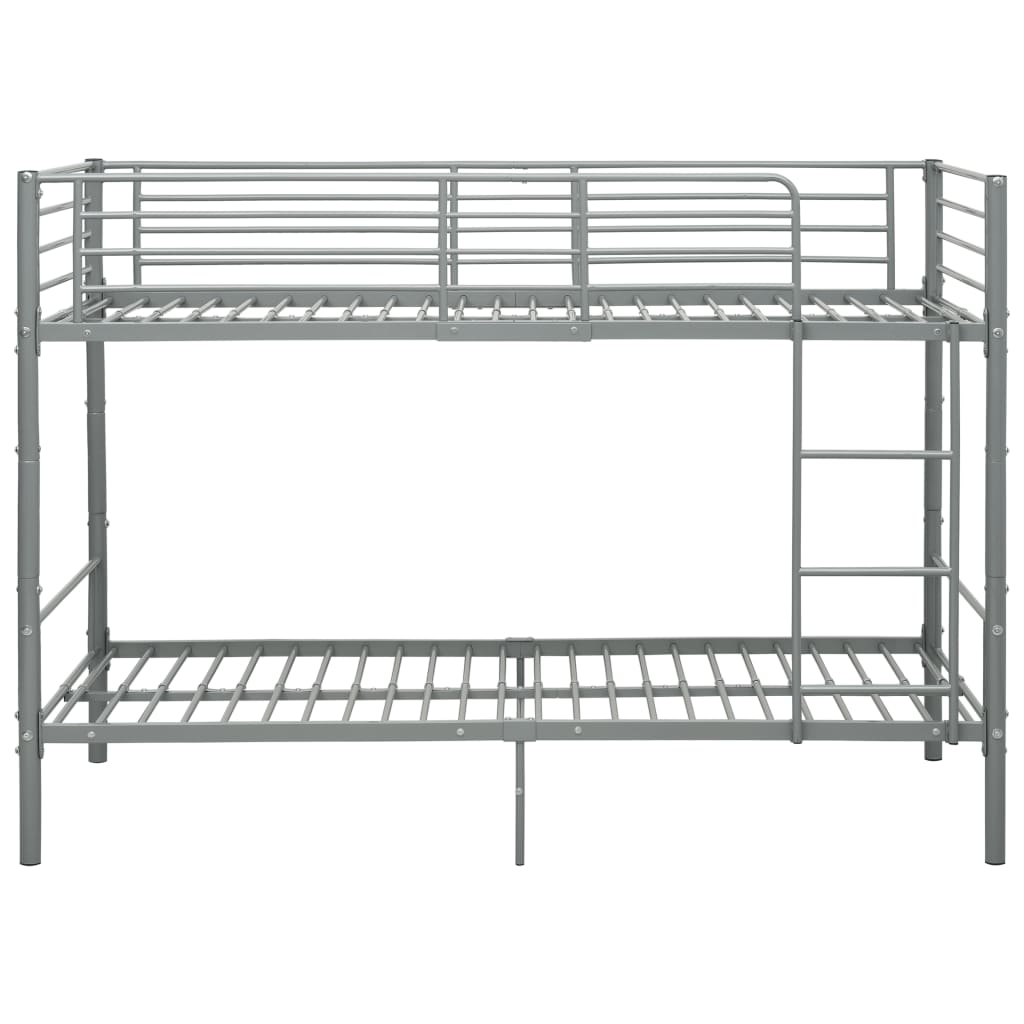 vidaXL Cama litera de metal gris 90x200 cm