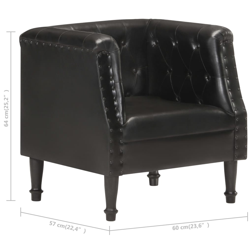 vidaXL Sillón de cuero auténtico negro