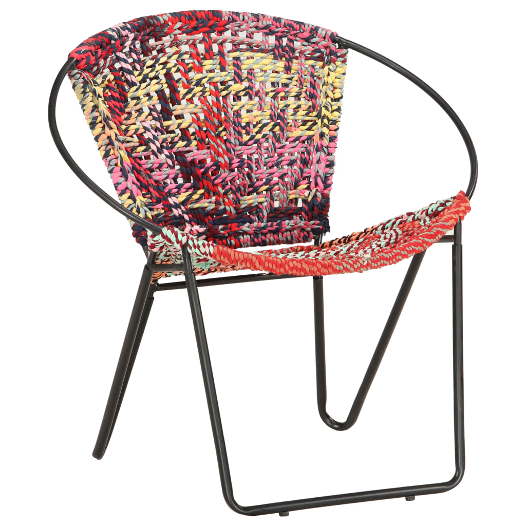 vidaXL Silla circular chindi de tela multicolor