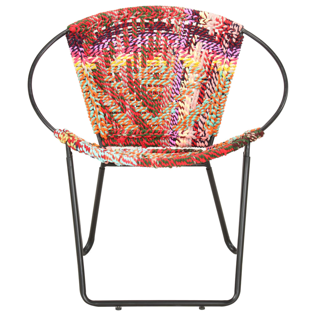 vidaXL Silla circular chindi de tela multicolor