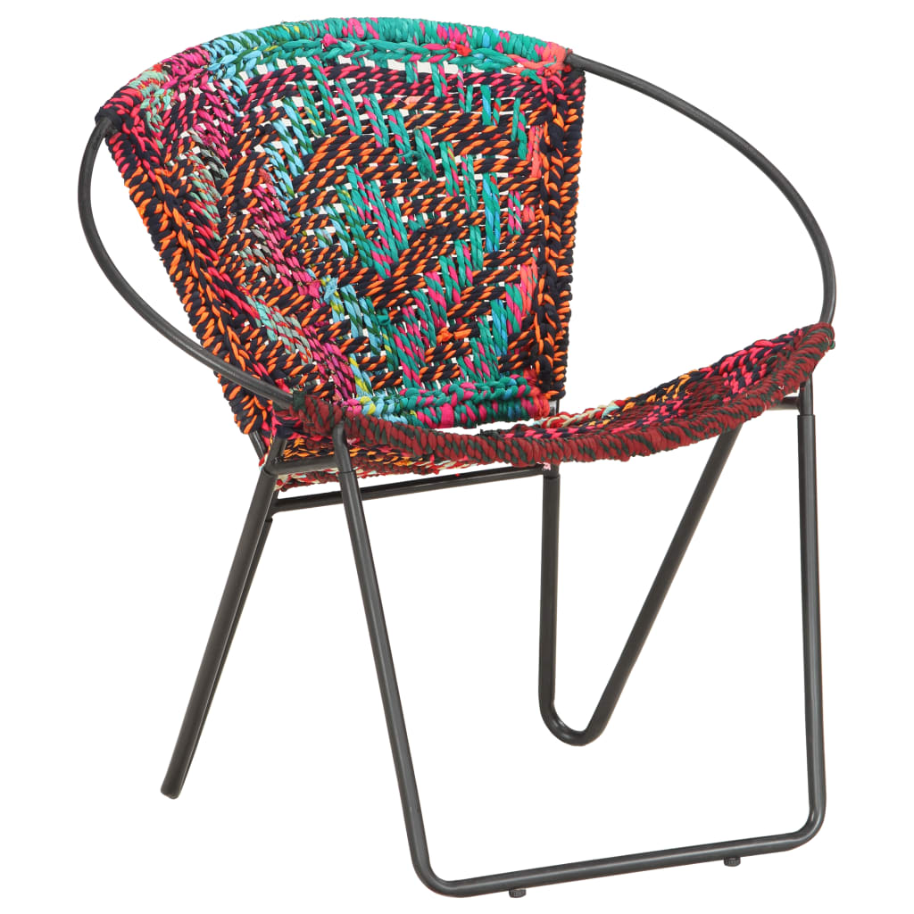 vidaXL Silla circular chindi de tela multicolor