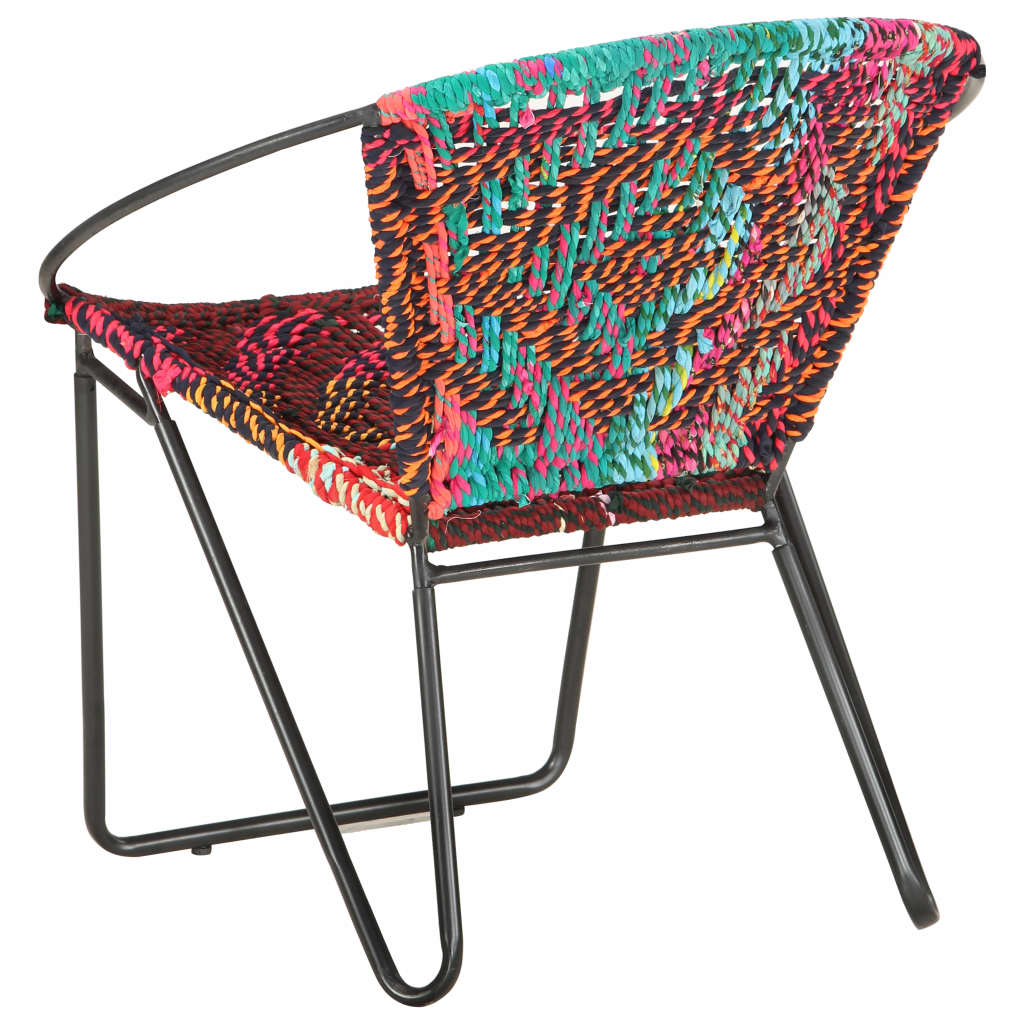 vidaXL Silla circular chindi de tela multicolor