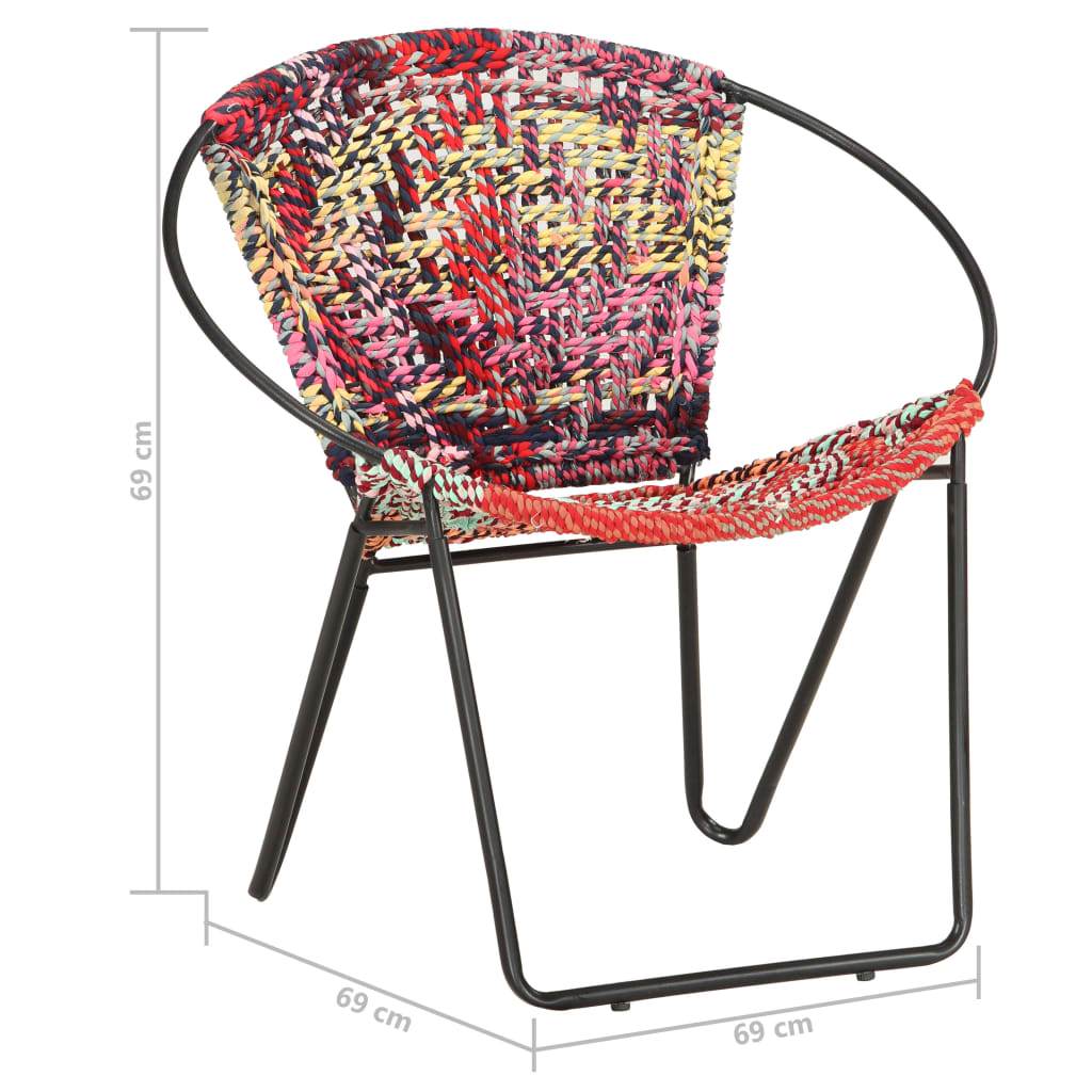 vidaXL Silla circular chindi de tela multicolor