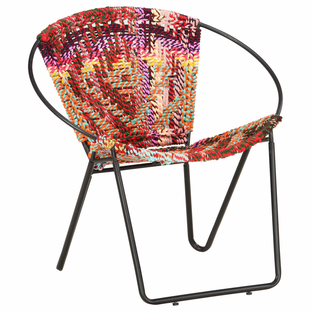 vidaXL Silla circular chindi de tela multicolor