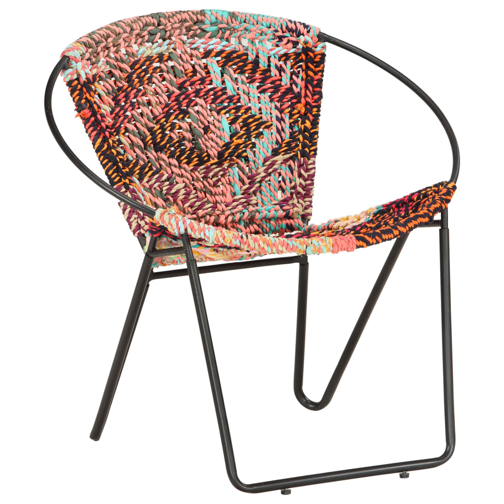 vidaXL Silla circular chindi de tela multicolor