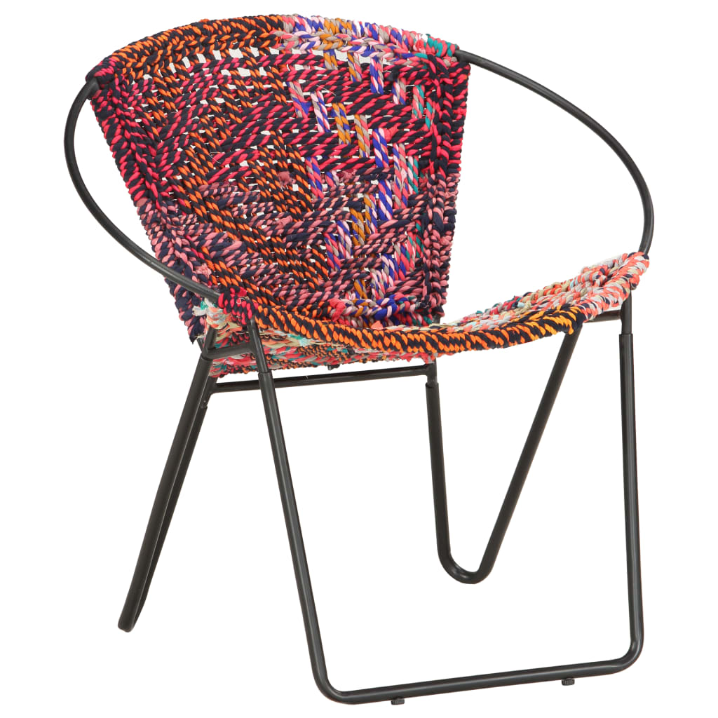 vidaXL Silla circular chindi de tela multicolor