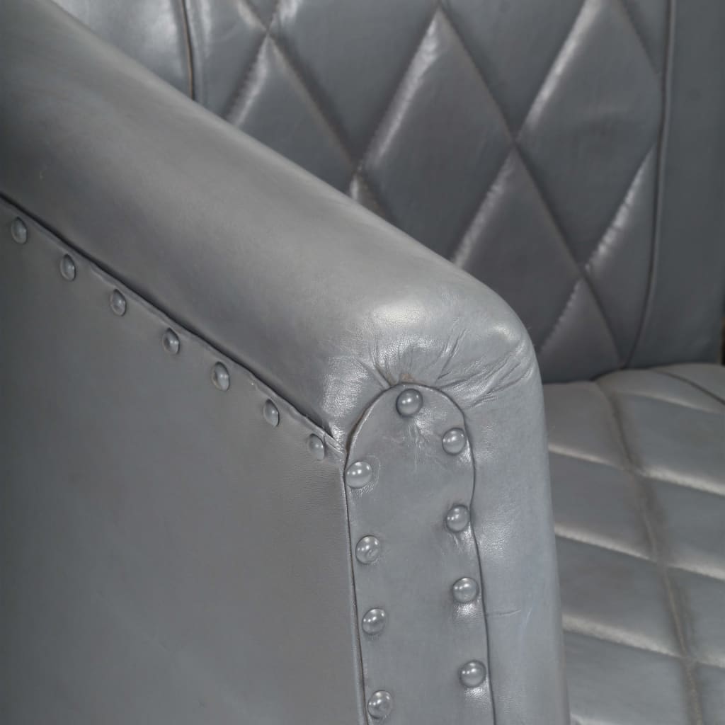 vidaXL Sillón de cuero de cabra auténtico gris