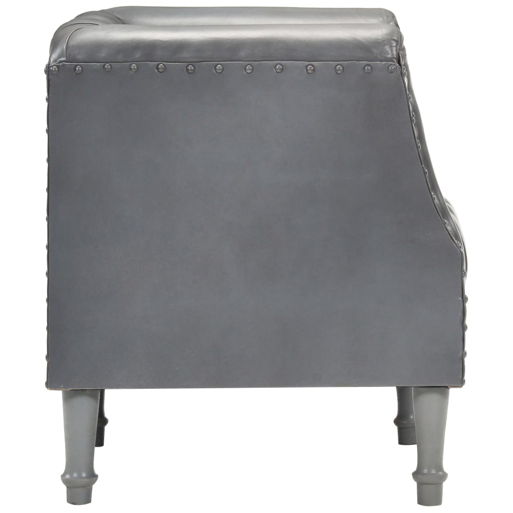 vidaXL Sillón de cuero de cabra auténtico gris