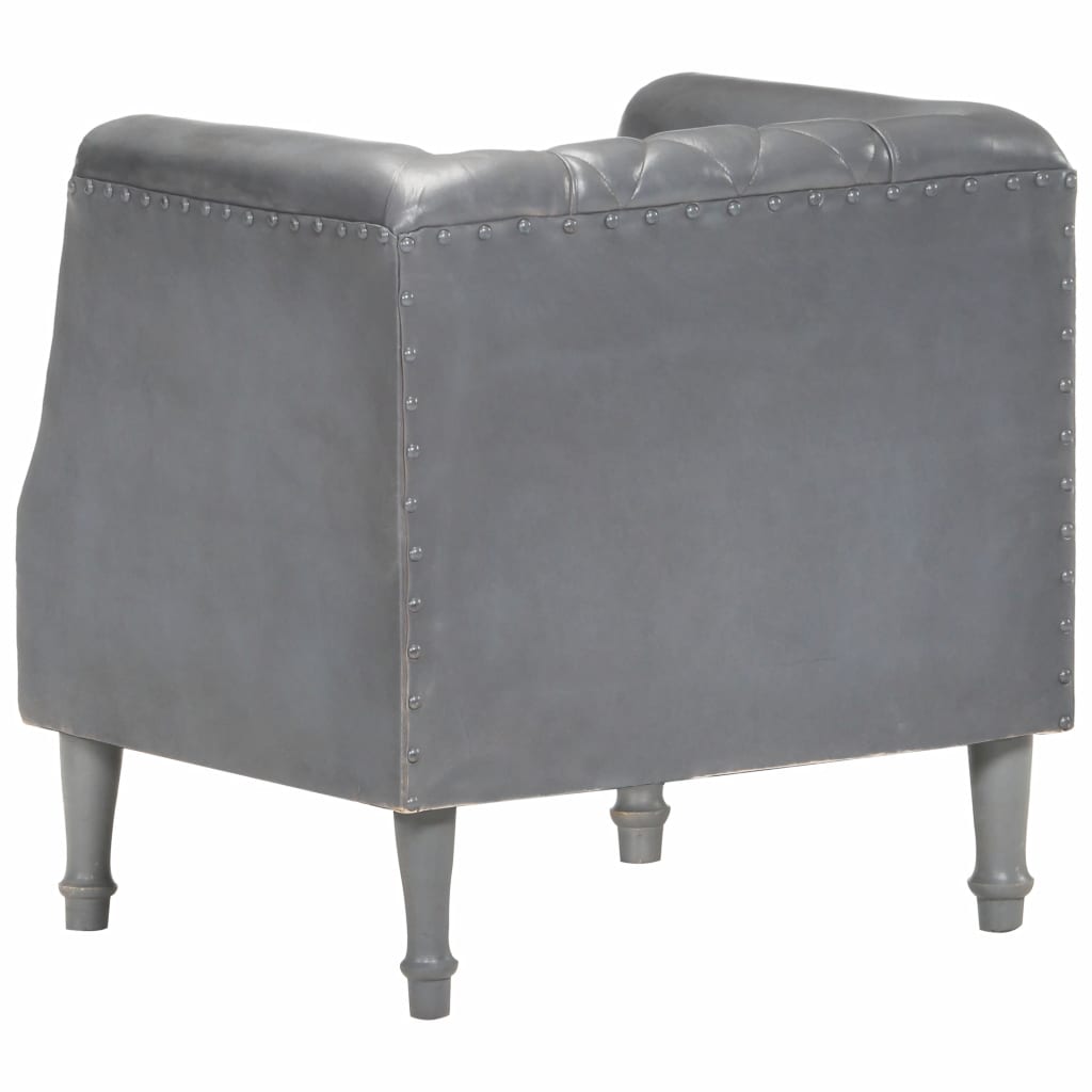 vidaXL Sillón de cuero de cabra auténtico gris