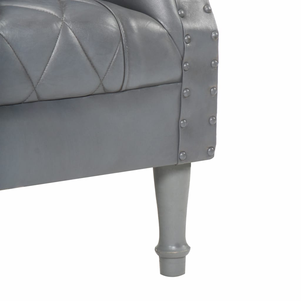 vidaXL Sillón de cuero de cabra auténtico gris