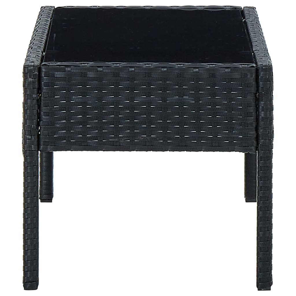 vidaXL Mesa de jardín ratán sintético negro 75x40x37 cm