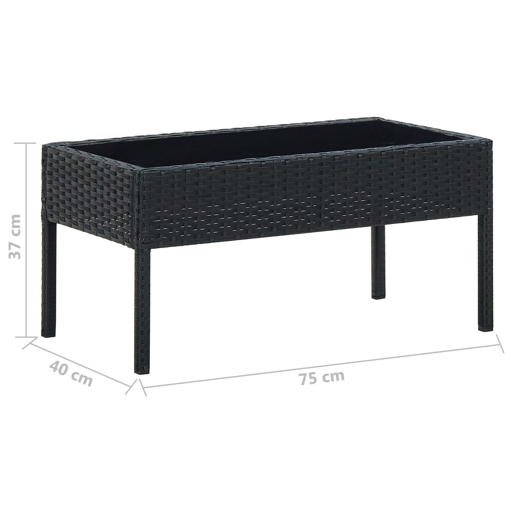 vidaXL Mesa de jardín ratán sintético negro 75x40x37 cm