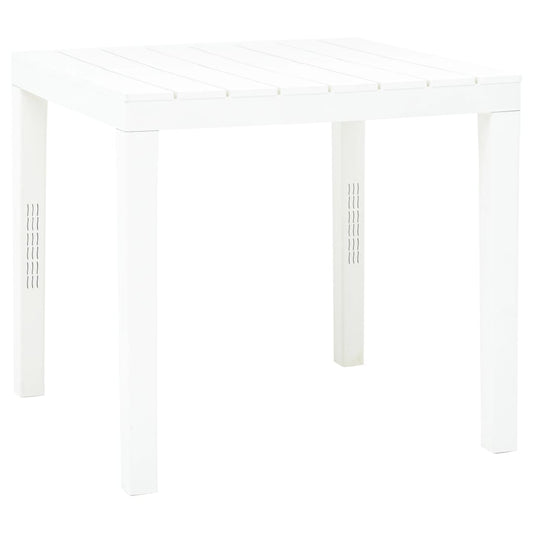 vidaXL Mesa de jardín de plástico blanco 78x78x72 cm