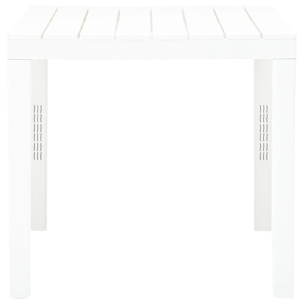 vidaXL Mesa de jardín de plástico blanco 78x78x72 cm