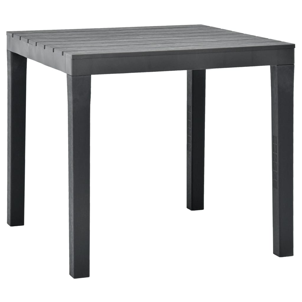 vidaXL Mesa de jardín de plástico gris antracita 78x78x72 cm