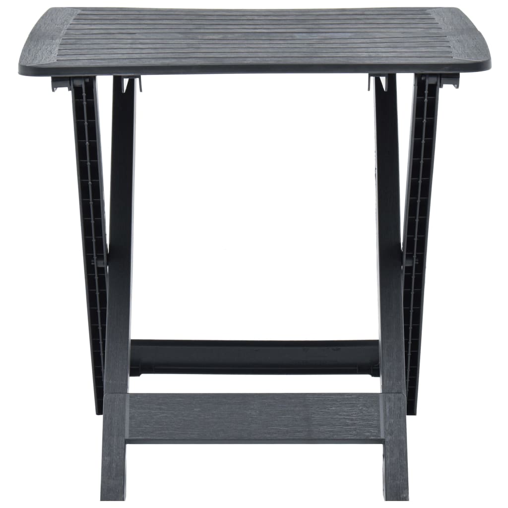 vidaXL Mesa de jardín plegable de plástico gris antracita 79x72x70 cm