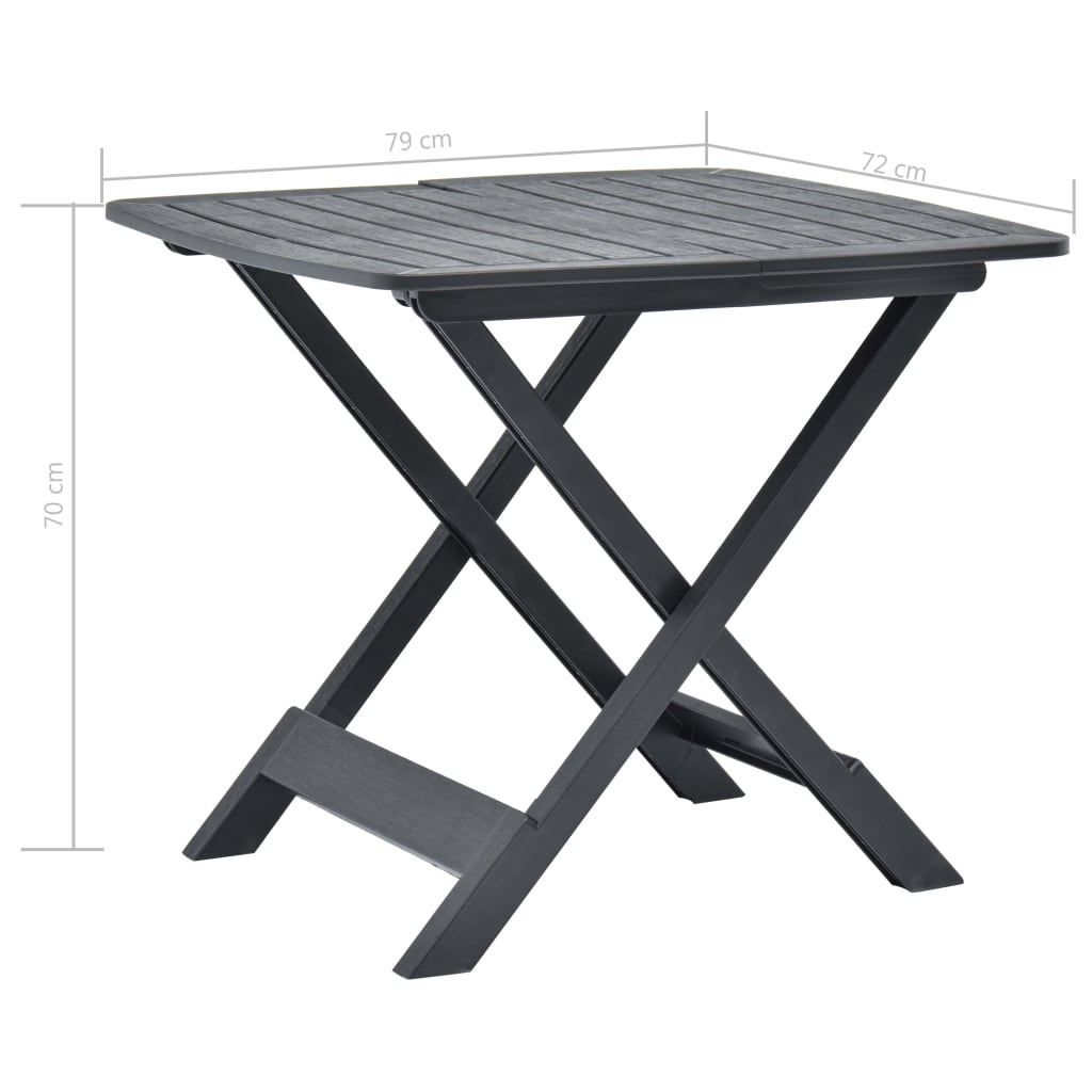 vidaXL Mesa de jardín plegable de plástico gris antracita 79x72x70 cm