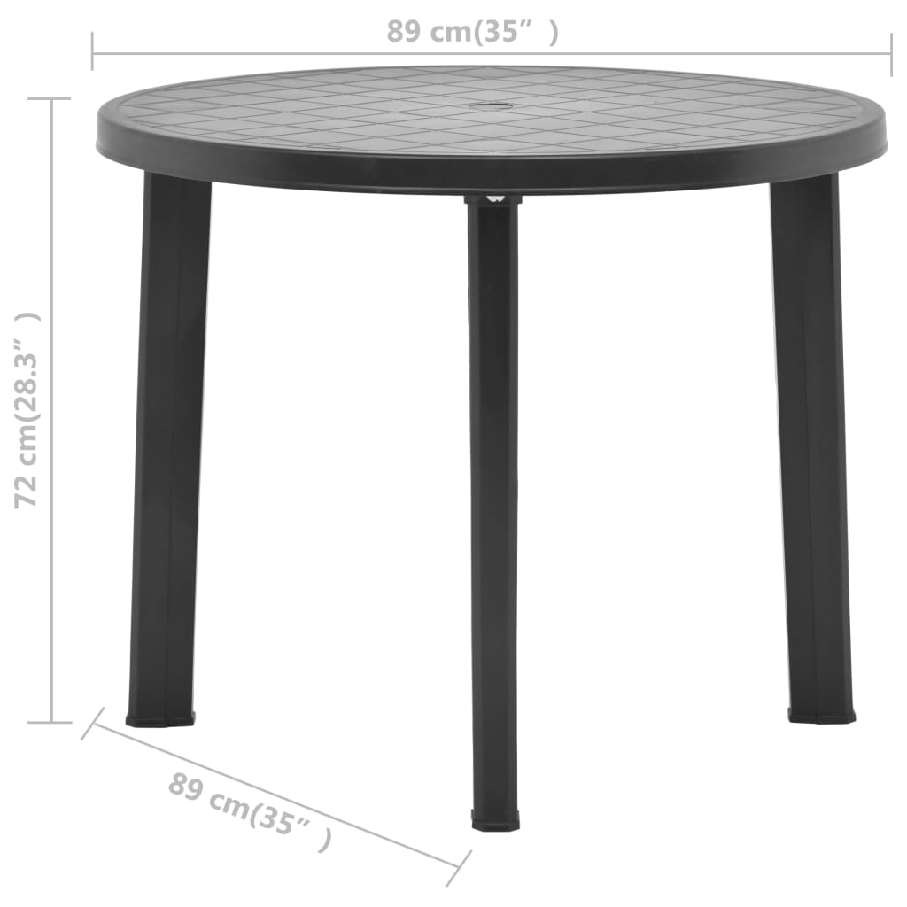 vidaXL Mesa de jardín de plástico gris antracita 89 cm