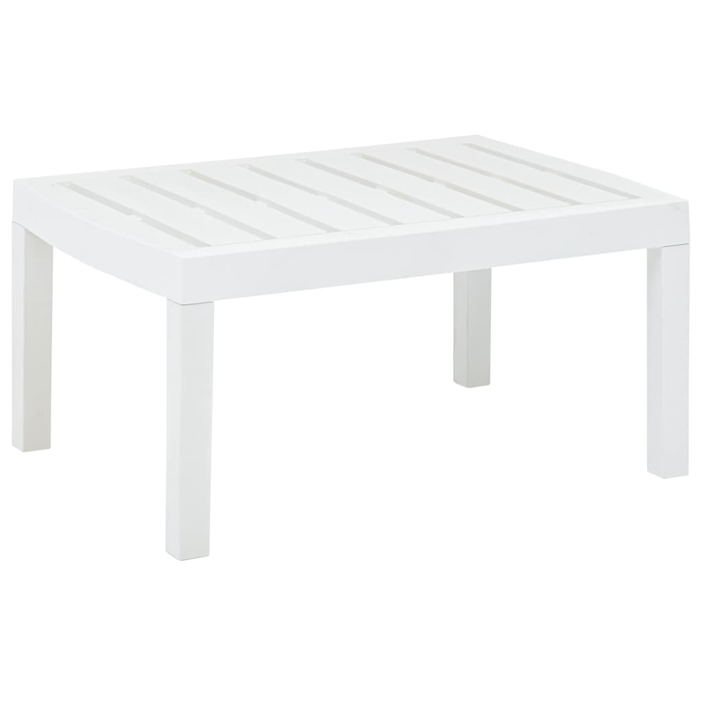 vidaXL Mesa de jardín de plástico blanco 78x55x38 cm