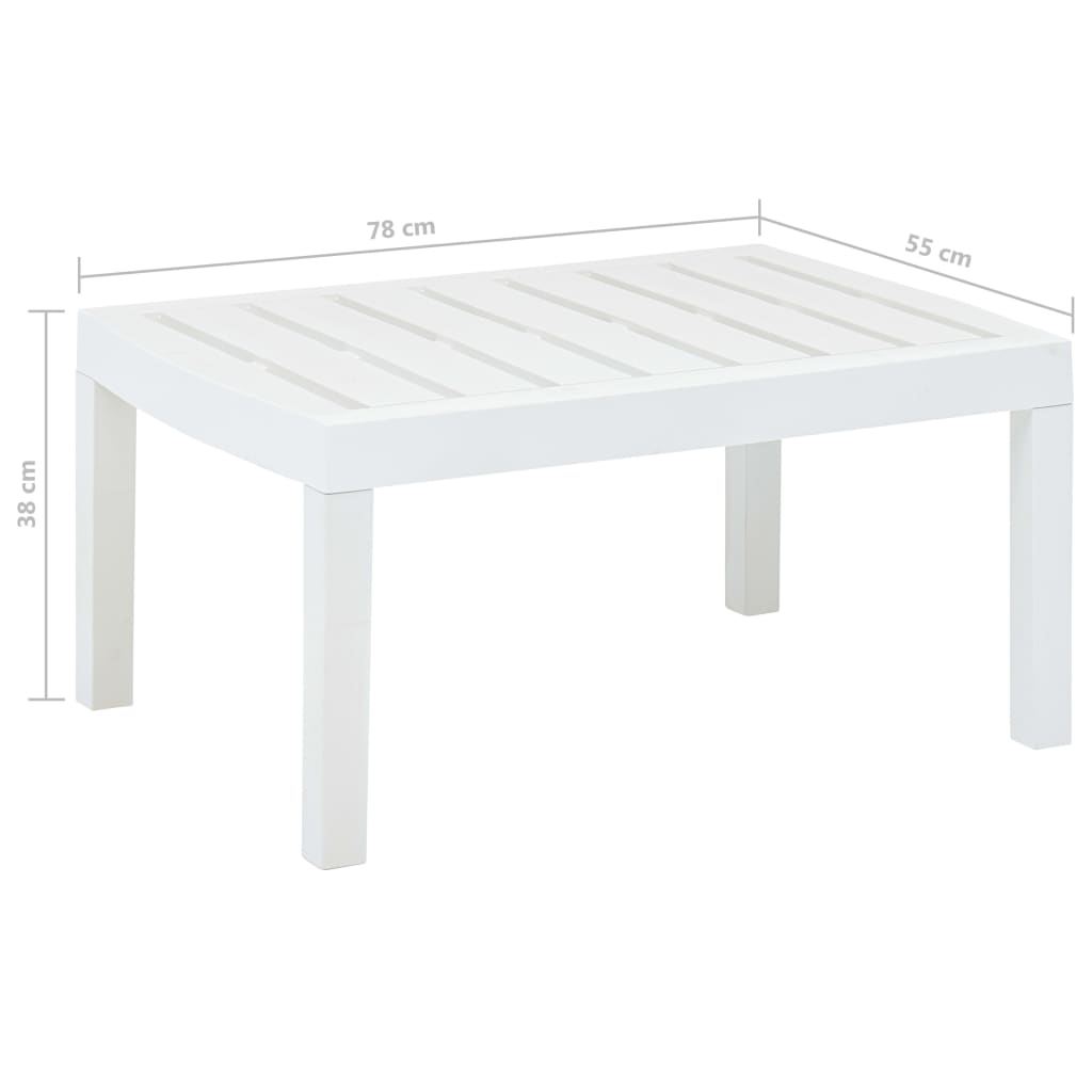 vidaXL Mesa de jardín de plástico blanco 78x55x38 cm