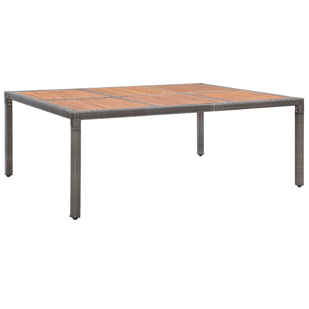 vidaXL Mesa de jardín ratán PE y madera de acacia gris 200x150x74 cm