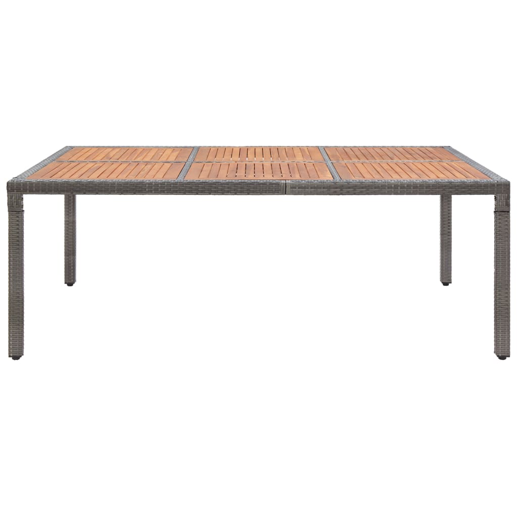 vidaXL Mesa de jardín ratán PE y madera de acacia gris 200x150x74 cm