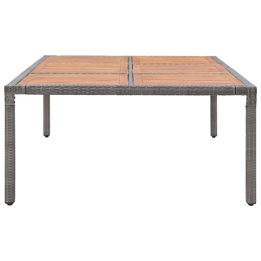 vidaXL Mesa de jardín ratán PE y madera de acacia gris 200x150x74 cm