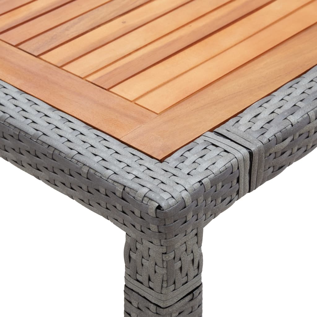 vidaXL Mesa de jardín ratán PE y madera de acacia gris 200x150x74 cm