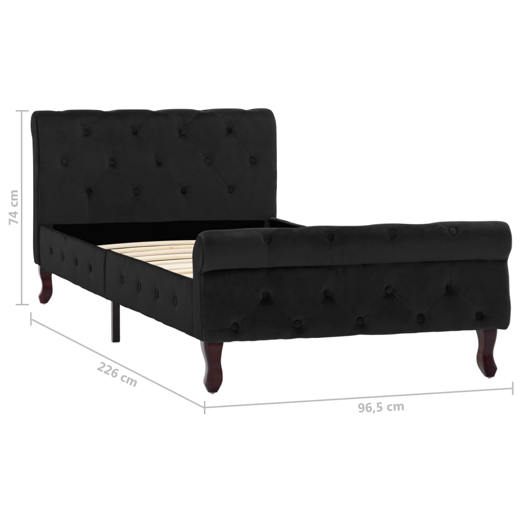 vidaXL Estructura de cama sin colchón terciopelo negro 90x200 cm