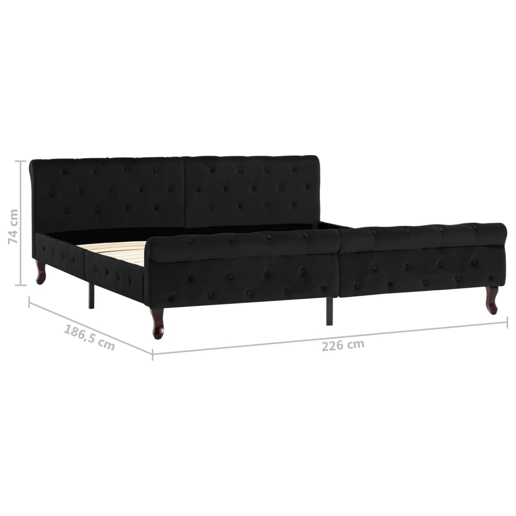 vidaXL Estructura de cama sin colchón terciopelo negro 180x200 cm