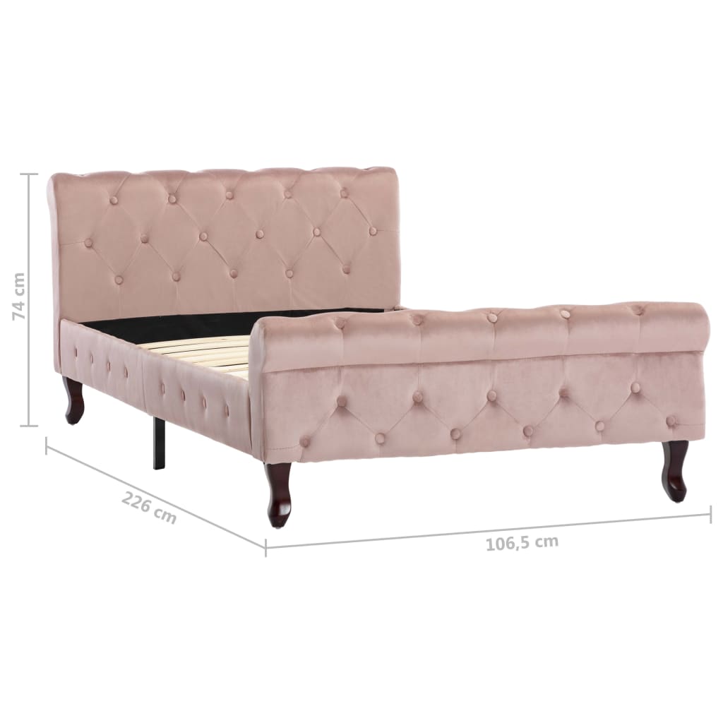 vidaXL Estructura de cama sin colchón terciopelo rosa 100x200 cm