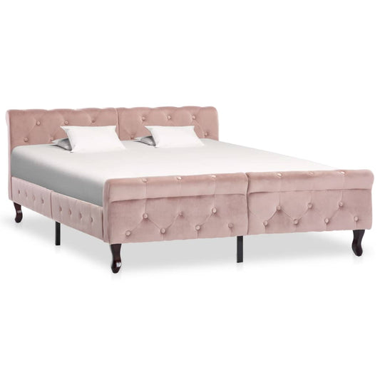 vidaXL Estructura de cama sin colchón terciopelo rosa 140x200 cm