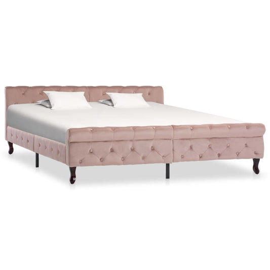 vidaXL Estructura de cama sin colchón terciopelo rosa 180x200 cm