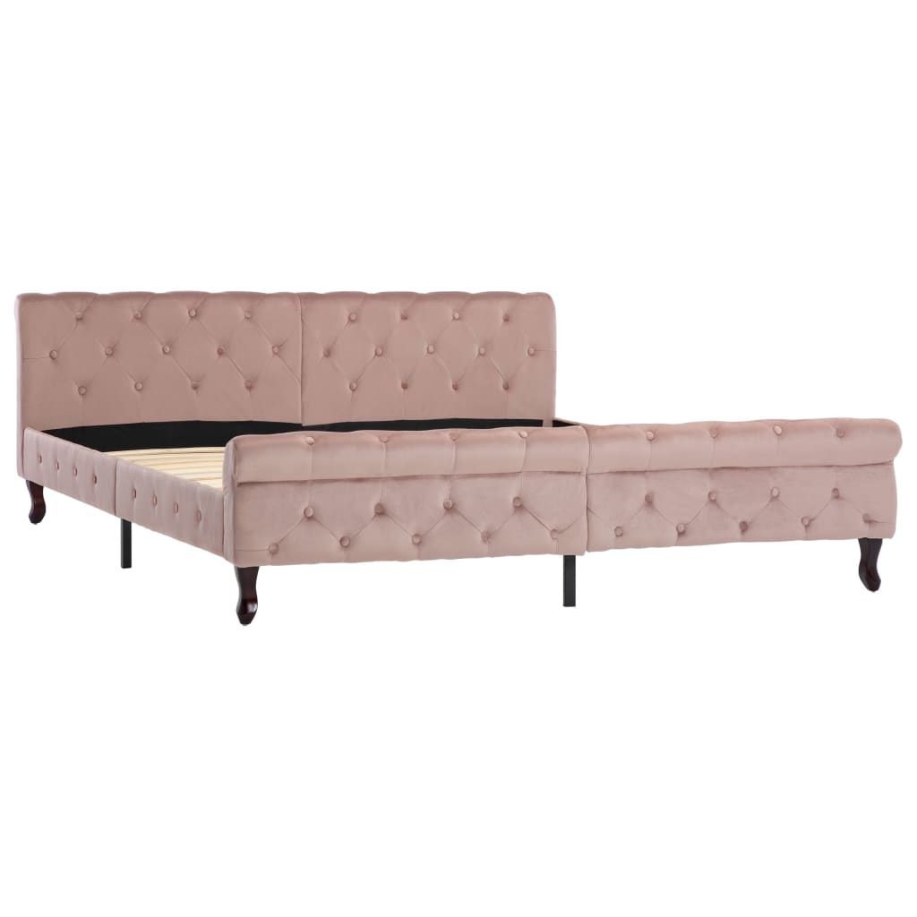 vidaXL Estructura de cama sin colchón terciopelo rosa 180x200 cm