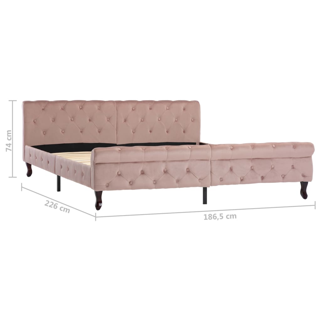 vidaXL Estructura de cama sin colchón terciopelo rosa 180x200 cm