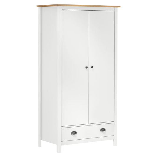 vidaXL Armario de 2 puertas Hill madera maciza pino blanco 89x50x170cm