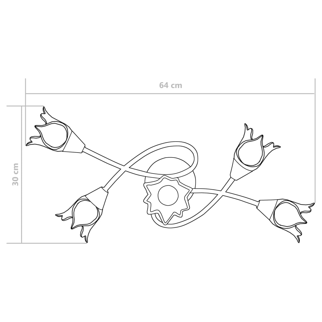 vidaXL Lámpara de techo con pantallas vidrio tulipán 5 bombillas E14