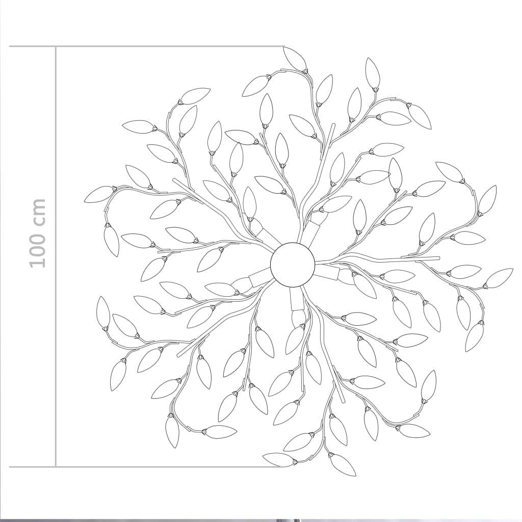 vidaXL Lámpara de techo brazos cristal forma hoja 5 bombillas verde