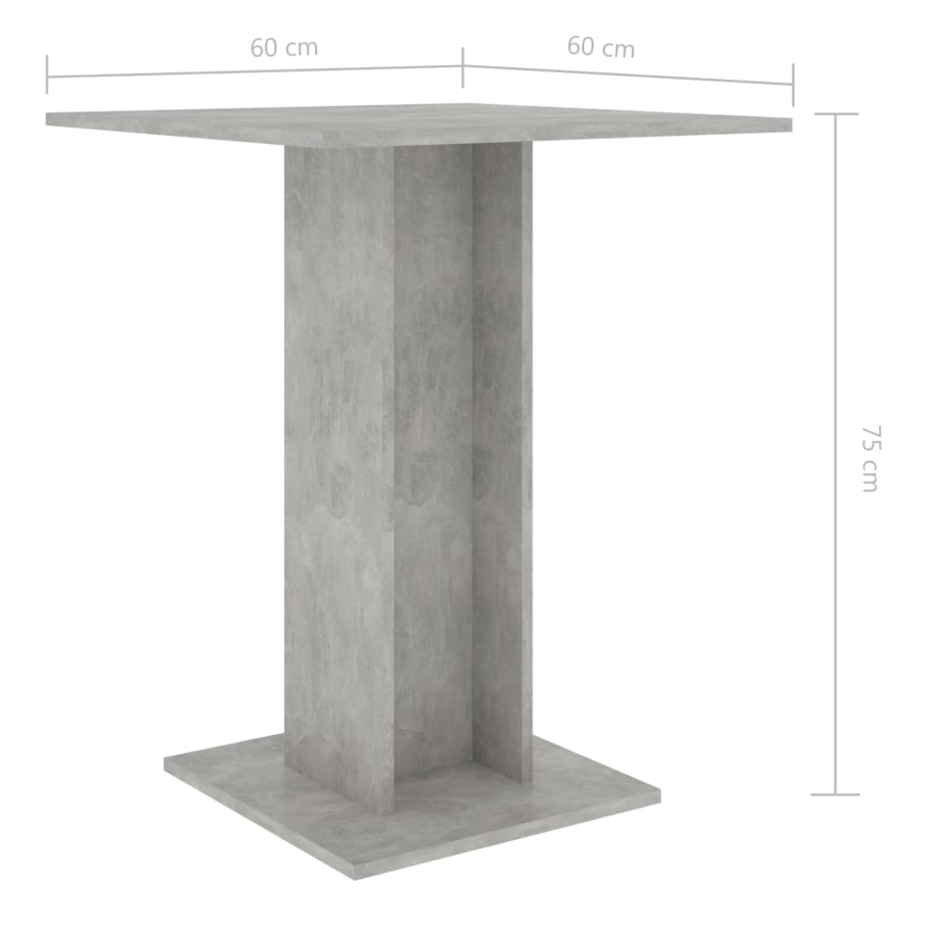 vidaXL Mesa de bistró de madera contrachapada gris 60x60x75 cm