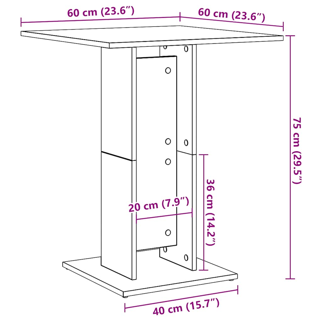 vidaXL Mesa de bistró de madera contrachapada gris 60x60x75 cm