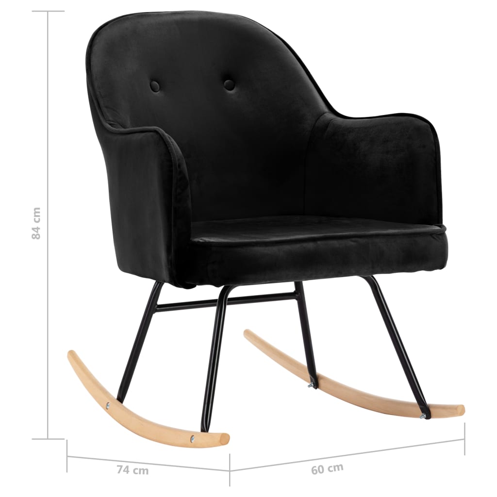 vidaXL Silla mecedora de terciopelo negro