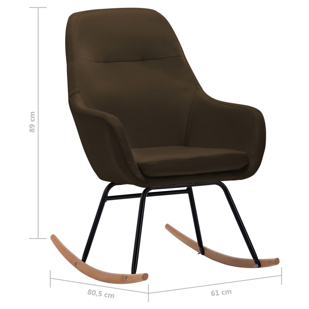 vidaXL Silla mecedora de tela marrón