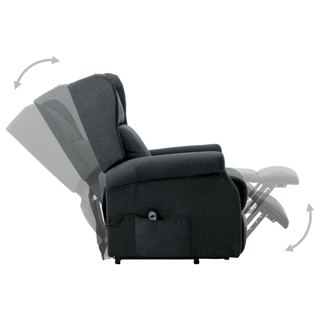 vidaXL Sillón elevable tela gris oscuro