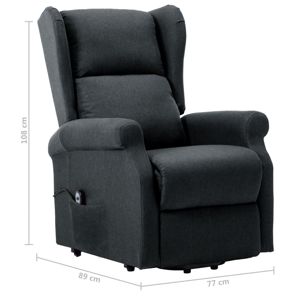 vidaXL Sillón elevable tela gris oscuro