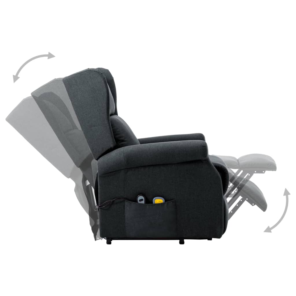 vidaXL Sillón de masaje elevable tela gris oscuro